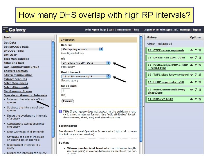 How many DHS overlap with high RP intervals? 