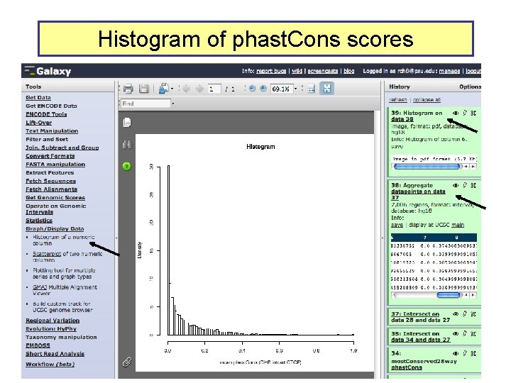 Histogram of phast. Cons scores 