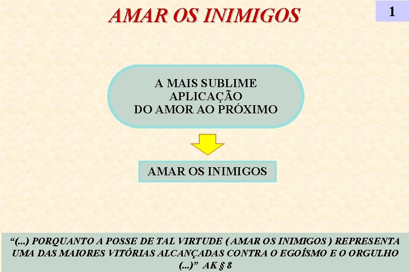 AMAR OS INIMIGOS 1 A MAIS SUBLIME APLICAÇÃO DO AMOR AO PRÓXIMO AMAR OS