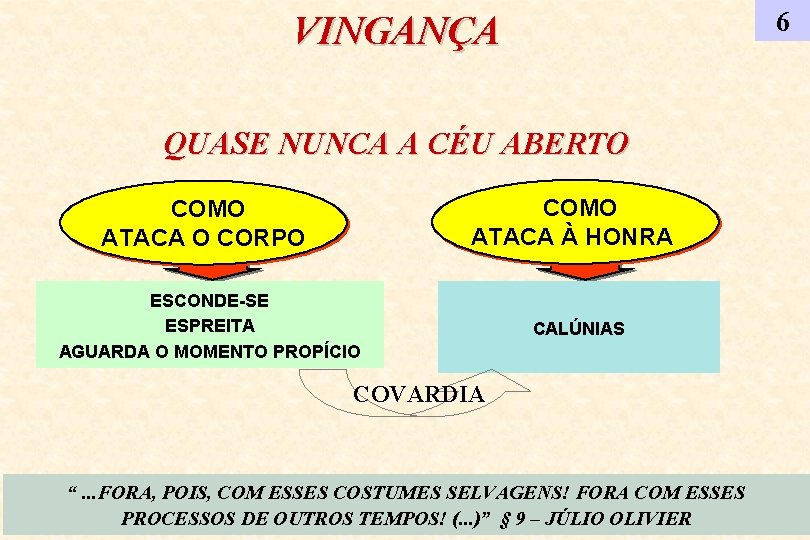 6 VINGANÇA QUASE NUNCA A CÉU ABERTO COMO ATACA À HONRA COMO ATACA O