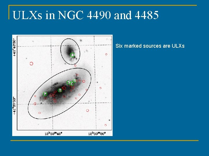 ULXs in NGC 4490 and 4485 Six marked sources are ULXs 