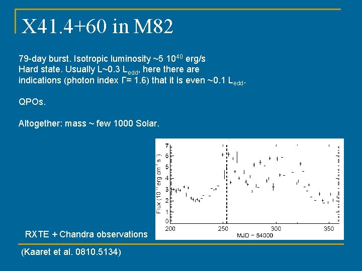 X 41. 4+60 in M 82 79 -day burst. Isotropic luminosity ~5 1040 erg/s