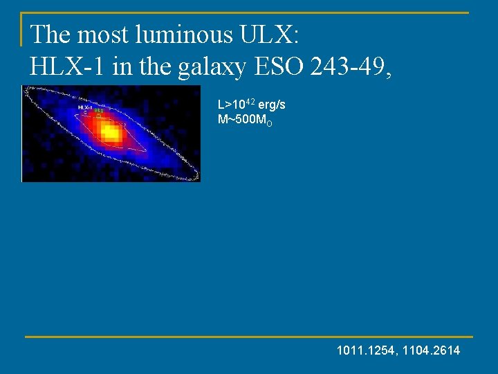 The most luminous ULX: HLX-1 in the galaxy ESO 243 -49, L>1042 erg/s M~500