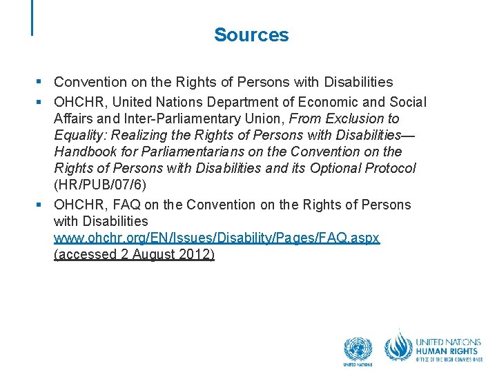 Sources § Convention on the Rights of Persons with Disabilities § OHCHR, United Nations