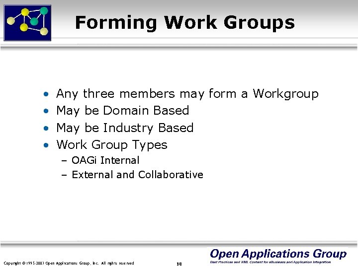 Forming Work Groups • • Any three members may form a Workgroup May be