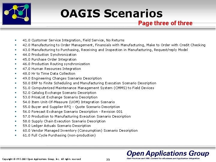 OAGIS Scenarios Page three of three • • • • • • 41. 0