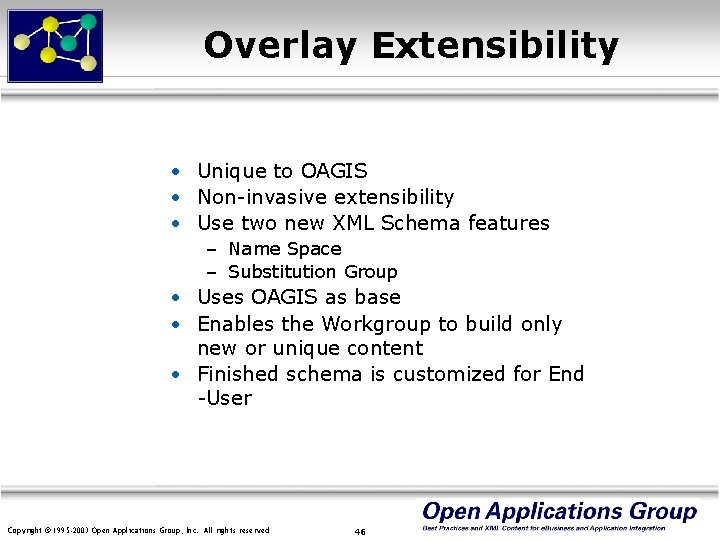Overlay Extensibility • Unique to OAGIS • Non-invasive extensibility • Use two new XML