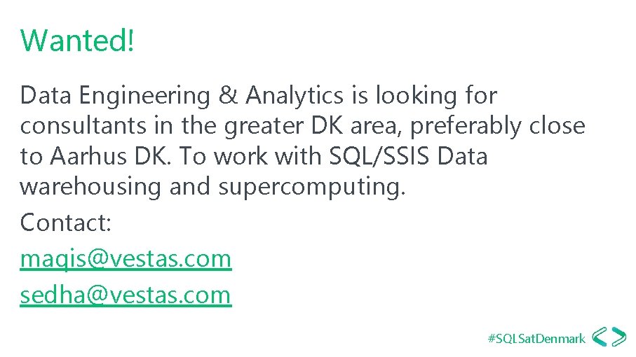 Wanted! Data Engineering & Analytics is looking for consultants in the greater DK area,