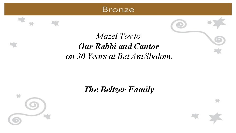 Mazel Tov to Our Rabbi and Cantor on 30 Years at Bet Am Shalom.