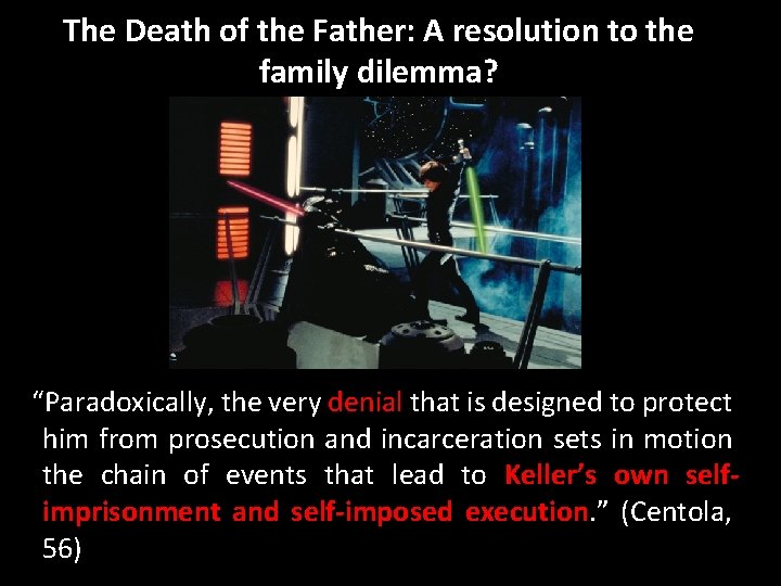 The Death of the Father: A resolution to the family dilemma? “Paradoxically, the very