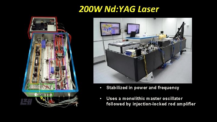 200 W Nd: YAG Laser • Stabilized in power and frequency • Uses a