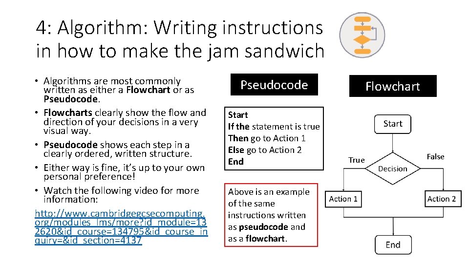 4: Algorithm: Writing instructions in how to make the jam sandwich • Algorithms are 4: Algorithm: Writing instructions in how to make the jam sandwich • Algorithms are