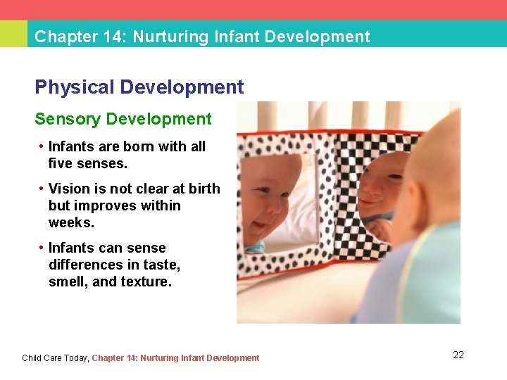 Chapter 14: Nurturing Infant Development Physical Development Sensory Development • Infants are born with