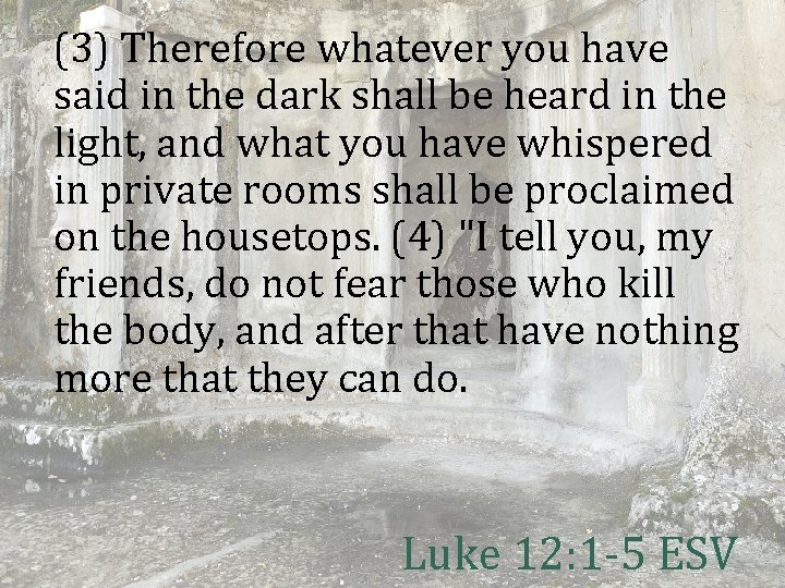 (3) Therefore whatever you have said in the dark shall be heard in the