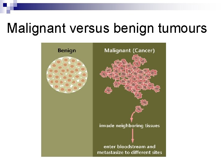 Malignant versus benign tumours 