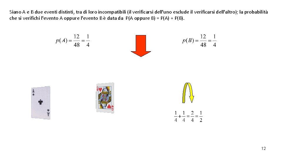 Siano A e B due eventi distinti, tra di loro incompatibili (il verificarsi dell'uno