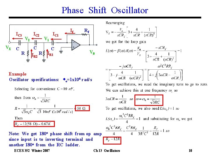 Phase Shift Oscillator IC 3 VX C R V 2 IC 2 C IR