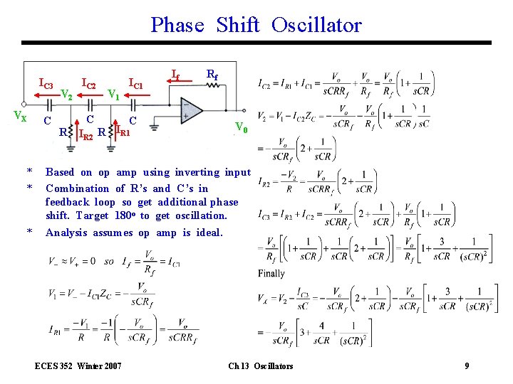 Phase Shift Oscillator IC 3 VX * * * C V 2 IC 2