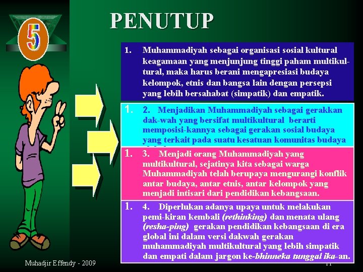 PENUTUP 1. Muhammadiyah sebagai organisasi sosial kultural keagamaan yang menjunjung tinggi paham multikultural, maka