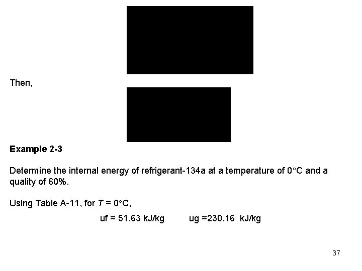 Then, Example 2 -3 Determine the internal energy of refrigerant 134 a at a