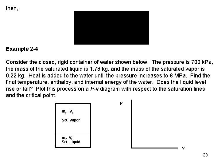 then, Example 2 -4 Consider the closed, rigid container of water shown below. The