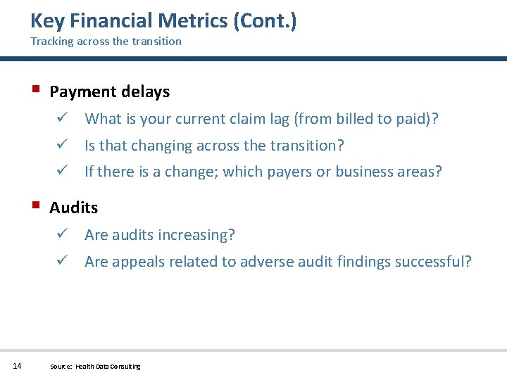 Key Financial Metrics (Cont. ) Tracking across the transition § § 14 Payment delays