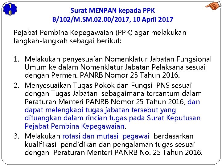 1 0 Surat MENPAN kepada PPK B/102/M. SM. 02. 00/2017, 10 April 2017 Pejabat