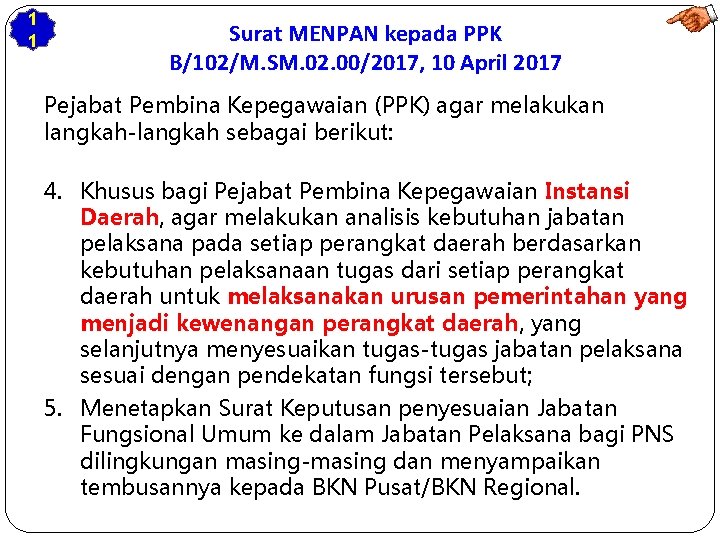 1 1 Surat MENPAN kepada PPK B/102/M. SM. 02. 00/2017, 10 April 2017 Pejabat