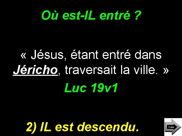 Où est-IL entré ? « Jésus, étant entré dans Jéricho, traversait la ville. »