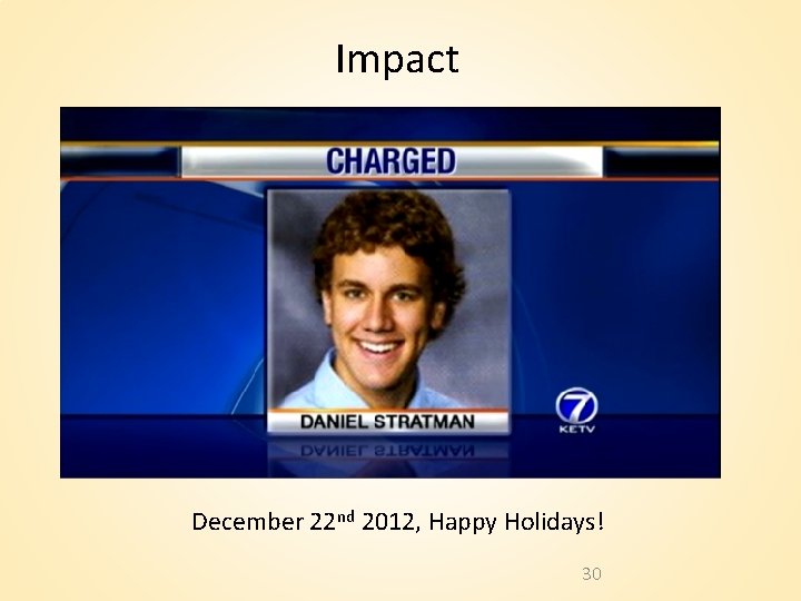 Impact December 22 nd 2012, Happy Holidays! 30 Impact December 22 nd 2012, Happy Holidays! 30