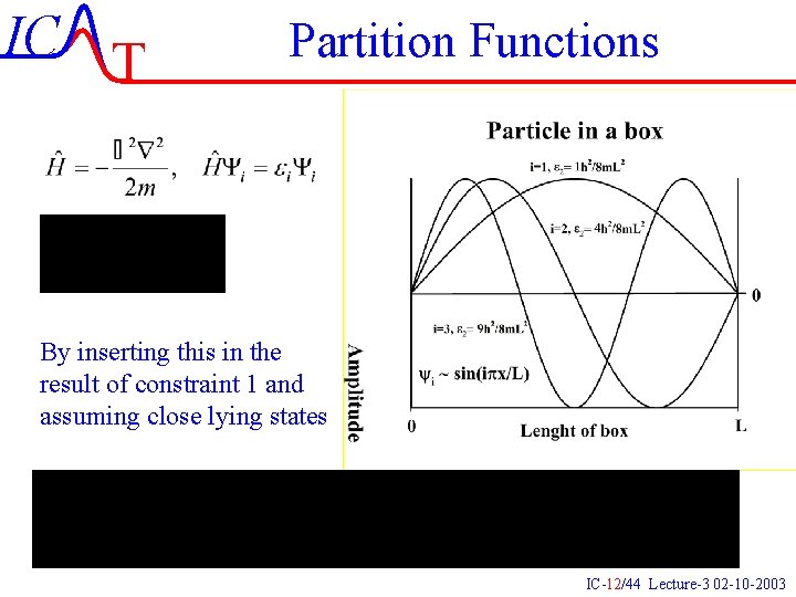 IC T Partition Functions By inserting this in the result of constraint 1 and