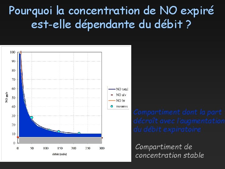 Pourquoi la concentration de NO expiré est-elle dépendante du débit ? Compartiment dont la