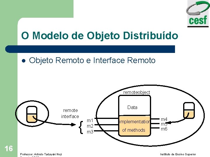 O Modelo de Objeto Distribuído l Objeto Remoto e Interface Remoto remoteobject remote interface