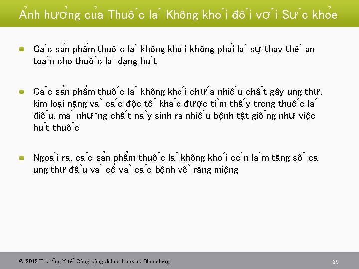 A nh hươ ng cu a Thuô c la Không kho i đô i