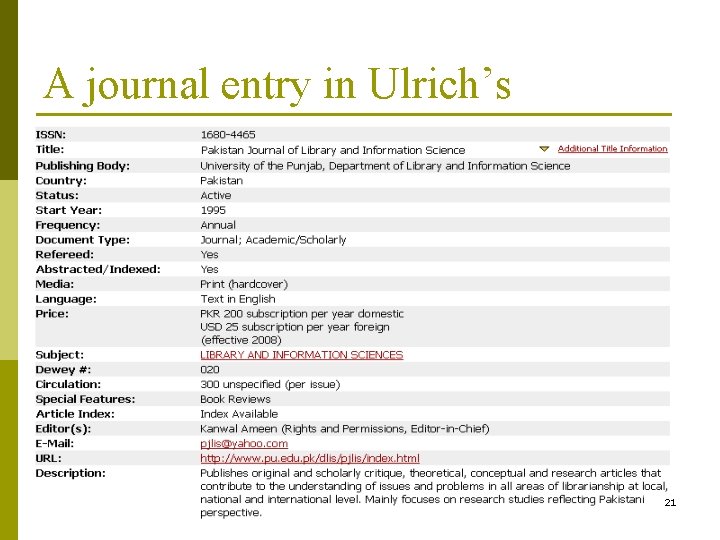 A journal entry in Ulrich’s 21 