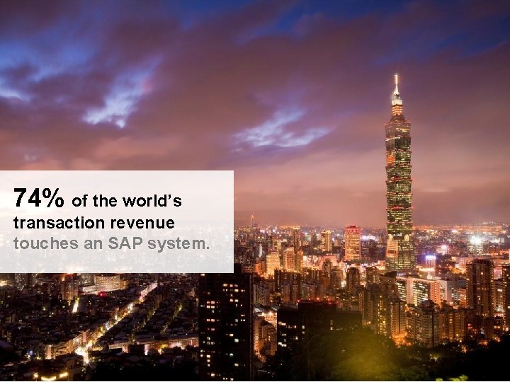 74% of the world’s transaction revenue touches an SAP system. © 2014 SAP AG