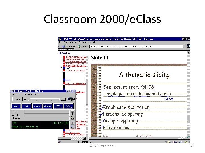 Classroom 2000/e. Class CS / Psych 6750 12 