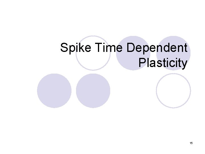 Spike Time Dependent Plasticity 15 