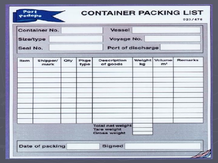 Container Stuffing and Stripping Objectives Explain causes of