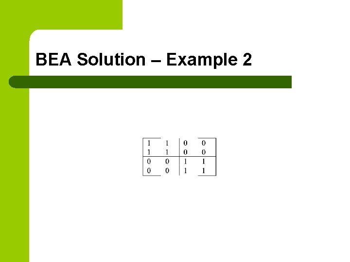 BEA Solution – Example 2 