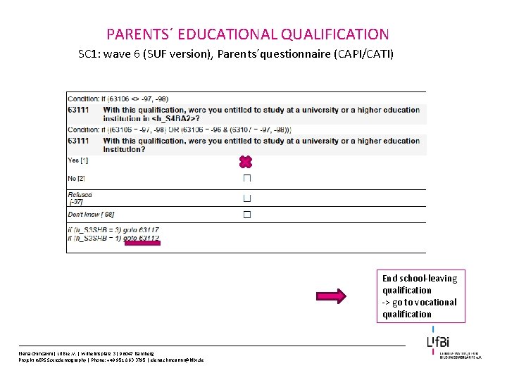 PARENTS´ EDUCATIONAL QUALIFICATION SC 1: wave 6 (SUF version), Parents´questionnaire (CAPI/CATI) End school-leaving qualification