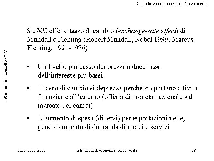 effetto cambio di Mundell-Fleming 31_fluttuazioni_economiche_breve_periodo Su NX, effetto tasso di cambio (exchange-rate effect) di