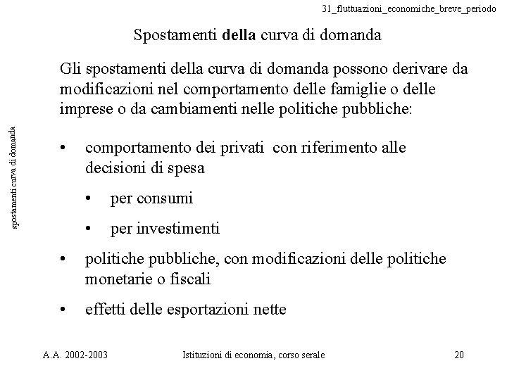 31_fluttuazioni_economiche_breve_periodo Spostamenti della curva di domanda spostamenti curva di domanda Gli spostamenti della curva