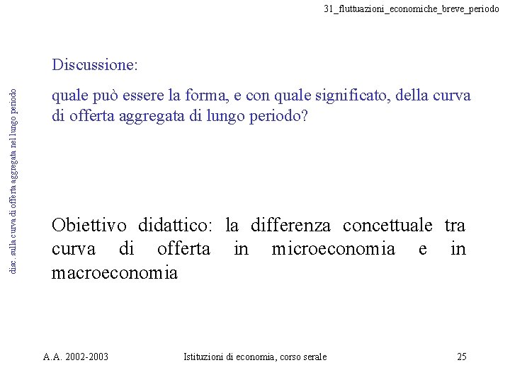 31_fluttuazioni_economiche_breve_periodo disc. sulla curva di offerta aggregata nel lungo periodo Discussione: quale può essere