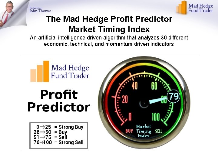 The Mad Hedge Profit Predictor Market Timing Index An artificial intelligence driven algorithm that