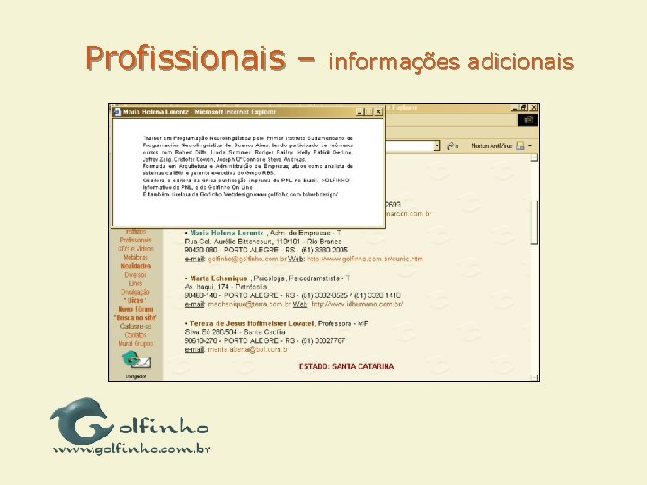 Profissionais – informações adicionais 