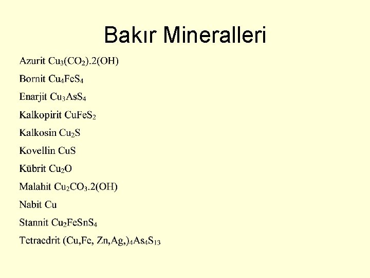 Bakır Mineralleri 