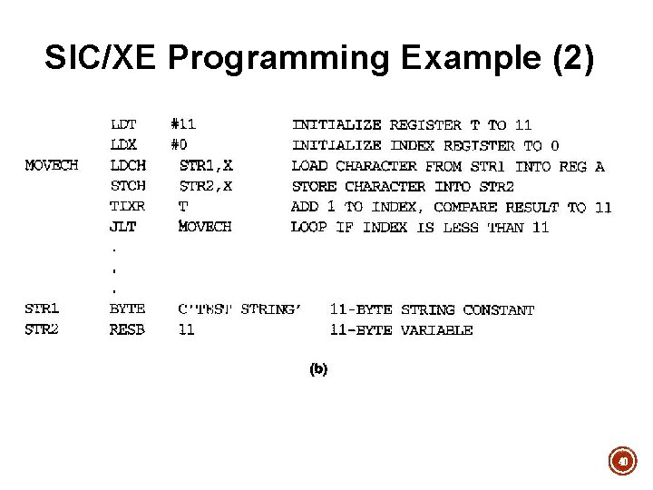 SIC/XE Programming Example (2) 40 