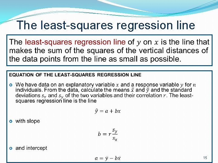 The least-squares regression line 15 