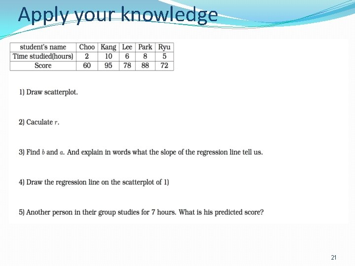 Apply your knowledge 21 